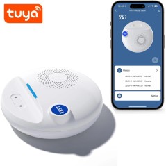 Detector de fugas de agua Tuya Smart WiFi con sirena de 100 dB y sensor doble anti-inundación.
