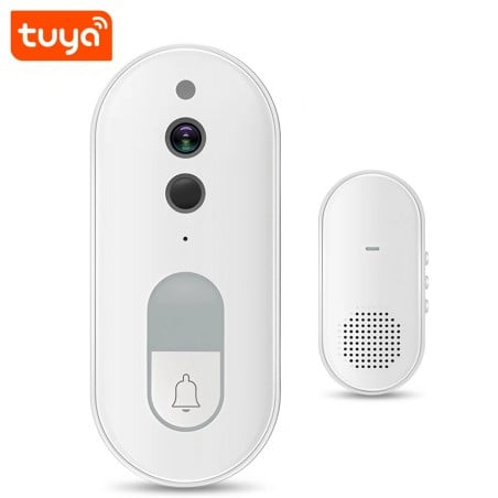 Sonnette connectée Tuya Smart WiFi avec caméra vidéo, batterie et carillon USB interne