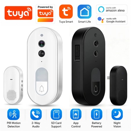 Tuya Timbre Inteligente WiFi a Batería con Timbre USB