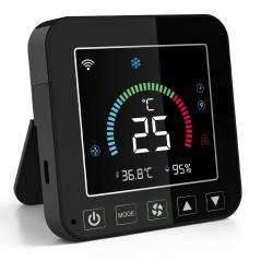Tuya smart air conditioner controller, black, with backlit display