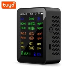 Tuya indoor pollution detector with PM2.5, PM10, and TVOC sensors