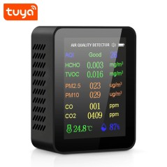 Detector de calidad del aire Tuya color blanco con pantalla LCD