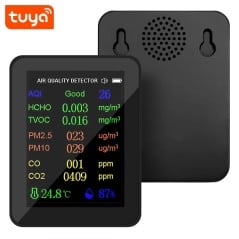 Détecteur d’air Tuya WiFi blanc et noir avec écran AQI
