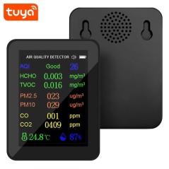 Rilevatore aria Tuya WiFi bianco e nero con display AQI