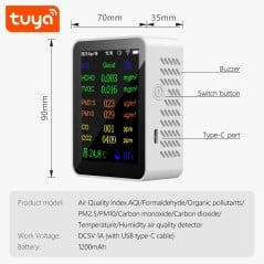 Tuya WiFi 10-in-1 Air Quality Detector Functions Schema