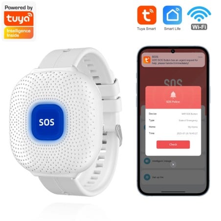 Tuya Smart WiFi SOS-polsband met noodknop en app-meldingen