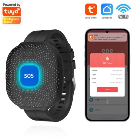 Tuya Smart WiFi SOS-polsband met noodknop en app-meldingen