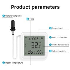 Tuya Temperatur- und Luftfeuchtigkeitssensor WiFi mit Sonde