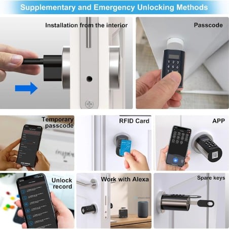 Cerradura inteligente Bluetooth WELOCK PCB10KEY72 con teclado, RFID y llaves mecánicas.
