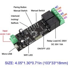 Tuya Smart WiFi Relaismodul 2-Kanal Kompatibel mit Alexa und Google