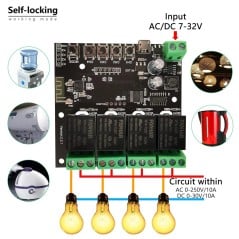 Tuya Smart WiFi 4 Channel Relay Module compatible with Alexa and Google