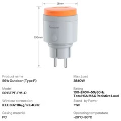 Sonoff S61s especificaciones técnicas enchufe Matter WiFi exterior Tipo F