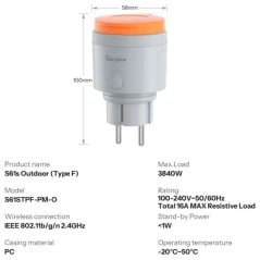 Prise Sonoff S61s spécifications techniques Matter WiFi extérieur Type F