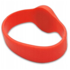 Red RFID wristband worn on the wrist for hotels, swimming pools, wellness centers, and home automation