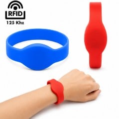Silicone 125 kHz RFID wristband for access control, red and blue