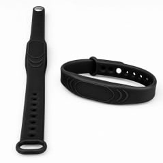 Pulsera NFC 13,56 MHz negra de silicona para cerraduras inteligentes compatibles