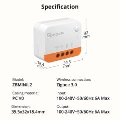 Sonoff ZBMINIL2 Extreme Zigbee Schakelaar zonder Nulleider