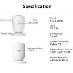 Sonoff SNZB-06P24 Capteur de Présence Zigbee 24 GHz Luminosité