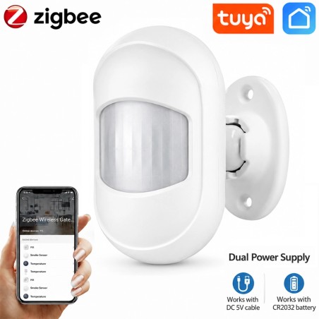 Tuya Mini PIR-bewegingssensor Zigbee voor wandmontage voor huisautomatisering