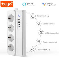 Tuya WiFi power strip with timer, voice control, and app management