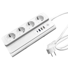 Tuya WiFi power strip with European plug and surge protection