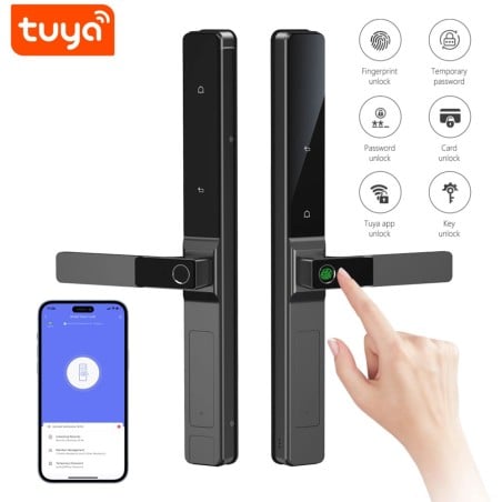 Serrure intelligente WiFi Tuya 619-TY pour porte en aluminium