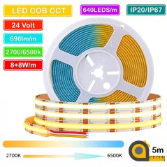 Striscia LED COB CCT DC24V da 640 LED al Metro 5 Metri