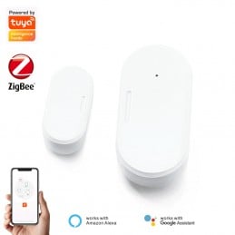 Sensor de puerta de ventana Tuya ZigBee Mini inteligente compatible con Alexa Google