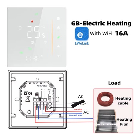 eWeLink Smart WiFi Elektroheizungsthermostat BHT-006GBW