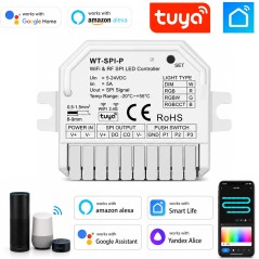 Controlador LED Tuya Smart WiFi + RF SPI para tiras de píxeles direccionables 5-24V