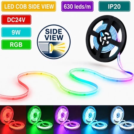 24V 5 Meter seitlich abstrahlender COB RGB LED-Streifen