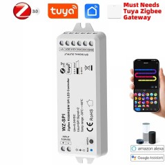 Contrôleur LED intelligent Tuya SPI RGB et RGBW Zigbee pour bandes LED adressables 5-24 V