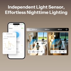 Der unabhängige Lichtsensor misst 500, 100 und 40 Lux und bietet in der App Verlauf und Diagramm