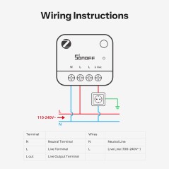 Verdrahtungsschema des SONOFF MINI-ZB1GP für 100–240 V Netzspannung