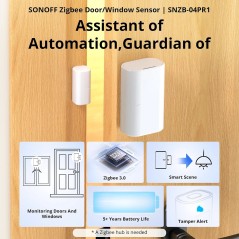 SNZB-04PR1 Zigbee Door Window Sensor by Sonoff, Battery-Powered