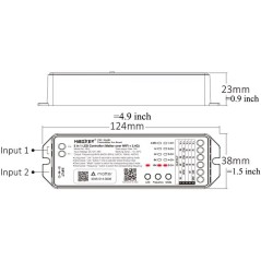ML5 controller dimensions: 124 x 38 x 23 mm
