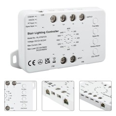 LED Zigbee trapcontroller RL-STEP-E5: knoppen Time Delay, Zigbee Set, Wireless Sensor, CDS en schroefklemmen