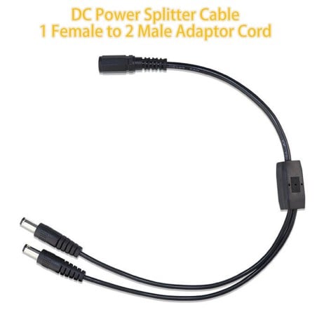 DC 12V Power Y Splitter Cable 5.5 x 2.1mm Female to Male