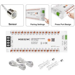 Centralita para escaleras LED MS032W Wi‑Fi con dos sensores PIR y extensiones de 5 metros incluidas