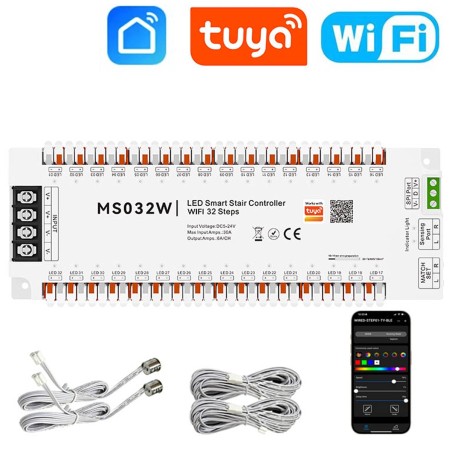 Tuya Smart Staircase Control Panel LED 32 Steps WiFi or Zigbee with PIR Sensors