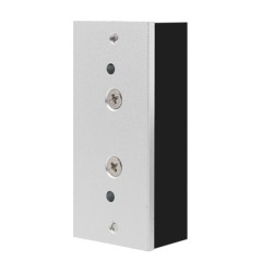Corpo in alluminio dell'elettromagnete, vista frontale con i fori di fissaggio
