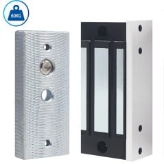 60 kg magnetic lock: galvanized armature plate and electromagnet face with three poles
