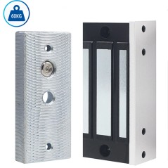 Serrure magnétique de 60 kg : plaque d’ancrage zinguée et face de l’électroaimant avec trois pôles