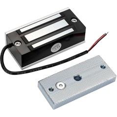 Elektromagneet van 60 kg met zwarte behuizing, tweedraads kabel en houdplaat met centrale pen