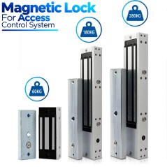 Cerradura electromagnética para puertas de 12-24 V en tres versiones: 60 kg, 180 kg y 280 kg de fuerza de sujeción
