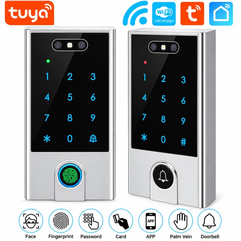Contrôle d'accès WiFi intelligent Tuya série V5 avec reconnaissance faciale et palmaire