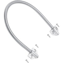 Flexible stainless steel cable pass-through for doors with screws to fasten the heads to the sash and frame