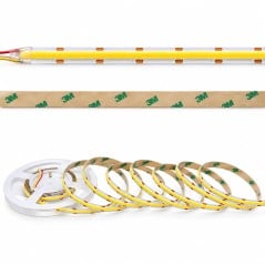 COB CCT LED strip with cable, 3M adhesive on the back, and 5-meter reel
