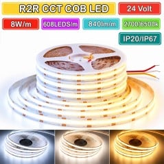 608 LEDs por metro DC24V 2700-6500K Tira de LED COB de 5 metros con temperatura de color controlada