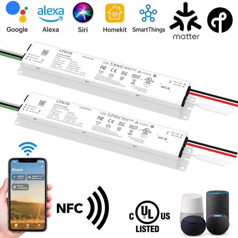 Driver per LED a Tensione Costante Smart Matter over Thread 24V 60W o 96W con NFC